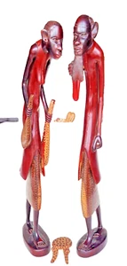 Vintage Carved Maasai Couple Statues, Possibly From Zimbabwe or Kenya 18" Tall - Picture 1 of 19
