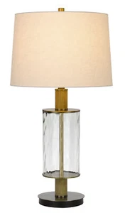 31" Clear Metal Table Lamp With White Empire Shade - Picture 1 of 5