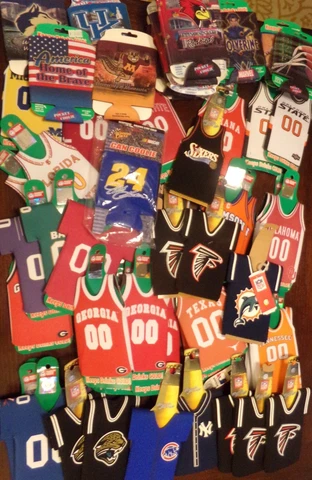 YOUR CHOICE LOT OF BOTTLE JERSEY HUGGIE KOZY KOOZIE CAN COOLER NFL NCAA MLB NBA Cover