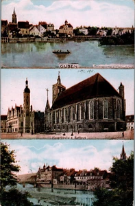 AK GRUSS AUS GUBEN KREIS SPREE NEIßE VON DER SEITE GESEHEN 3 BILD COL 1911 - Bild 1 von 2