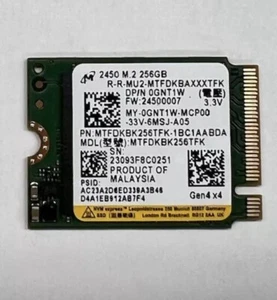 Micron 2450 256GB SSD M.2 2230 NVMe PCIe Gen4x4 MTFDKBK256TFK - Bild 1 von 1