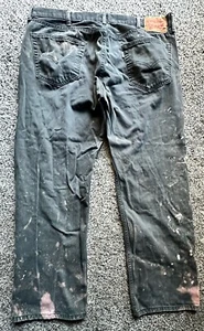 Levis 505 Jeans Mens 40x29 Paint Bleach Distressed Trashed Work Pants Tag 40x30 - Picture 1 of 24