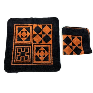 Vintage Waschlappen 2er Set geformt wendbar orange schwarz MCM Retro Deko - Bild 1 von 5