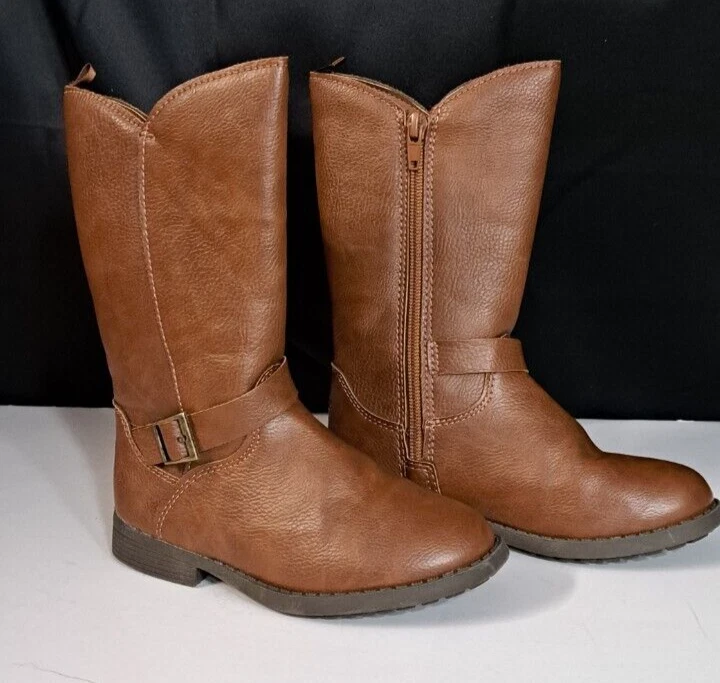 Botas OshKosh B'gosh para niñas pequeñas hasta la rodilla con cremallera marrón imitación cuero EE. UU.: 11 M Foto 1 de 4