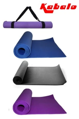 EXTRA THICK 6mm Non-Slip Yoga Mat Exercise blue&purple 173cm x 61cm With Straps! - Image 1 of 4