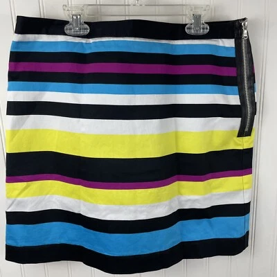 Worthington Women's Classic Skirt Striped Blue Black Magenta Size 10 - Изображение 1 из 4