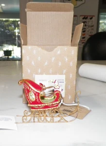 PATIENCE BREWSTER BY MACKENZIE CHILDS DASH AWAY SLEIGH MINI ORNAMENT NIB - Picture 1 of 6