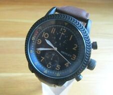 BRAND NEW MENS HENLEY WATCH DARK BLUE DIAL BROWN FAUX LEATHER STRAP