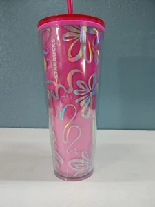 Starbucks Holiday 2023 Hot Pink With Silver Ribbon Color Change Venti Tumbler  - Picture 1 of 4