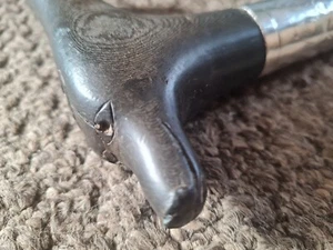 Antique Malacca Walking Stick Buffalo Horn Handle Silver Collar Bone Ferrule   - Picture 1 of 13