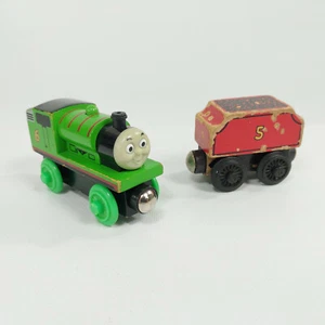 Thomas the Tank Engine PERCY #6 Wooden Railway Train Toy & JAMES COAL CAR #5 - Picture 1 of 10