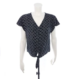 Sim and Sam Womens Black and White Hearts Short Sleeve Shirt Size Large - Picture 1 of 9