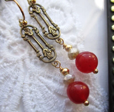 Pendientes de piedras preciosas hechos a mano, rubí, amatista, jaspe, aventurina, cuarzo envío gratuito Foto 1 de 4