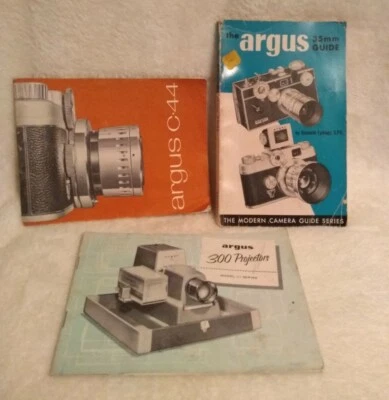 Vtg Argus Manuals Lot of 3:  35mm Guide, 300 Projector Guide, C44 Guide Preowned - Image 1 of 4