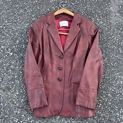 Винтажная женская красная кожаная куртка Peter Caruso размер 12 - Изображение 1 из 4