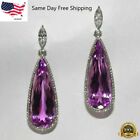 Women Gorgeous Cubic Zirconia Jewelry Silver Plated Drop Earrings Lab-created