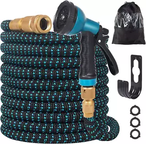 More details for expandable garden hose - 10-function nozzle &amp; brass fittings - watering solution