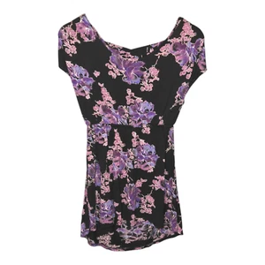 Free People Mini Dress Black and Purple Floral XS - Picture 1 of 8
