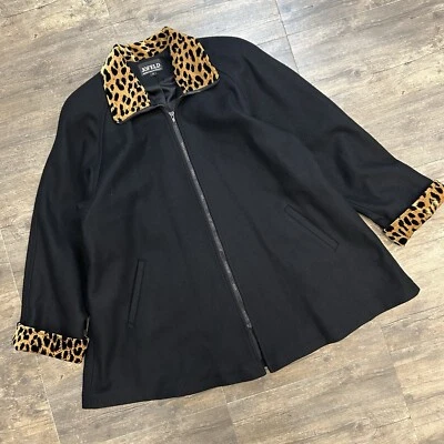 Abrigo/terciopelo vintage Jofeld mezcla lana ribete guepardo mujer talla mediana Foto 1 de 4