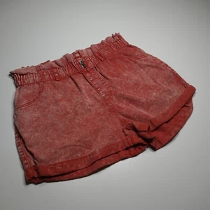 Wild Fable Shorts Womens Large Red Washed Paperbag Waist Cotton Pull On Cuffed - Picture 1 of 14