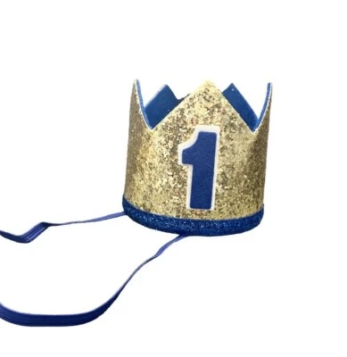 Corona de fieltro brillo primer cumpleaños bebé Foto 1 de 3