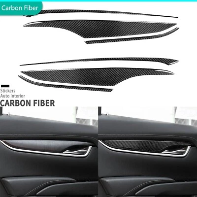 Cubierta de panel de puerta trasera interior de fibra de carbono real 6 piezas para Cadillac XTS 2013-2019 Foto 1 de 4