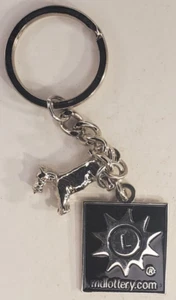 Maryland Lottery Enameled Charm Key Chain Ring w Terrier Dog Silver Tone Metal - Picture 1 of 2