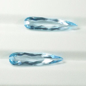 11.56Cts Amazing Fire Natural Aqua color Topaz Long Pear Pair...!!!!! - Picture 1 of 2