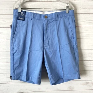 Roundtree & Yorke Casuals Classic Fit Chino Shorts Sz 32 Blue Cotton Flat Front - Picture 1 of 7