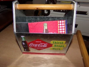 COCA COLA COKE ALUMINUM METAL 6 PACK BOTTLE CARTON CARRIER CASE Reproduction - Picture 1 of 10