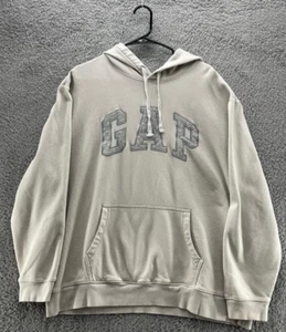 Sudadera con Capucha Logotipo GAP XXL Gris Polar Pullover Bordado Spellout Canguro - Imagen 1 de 8