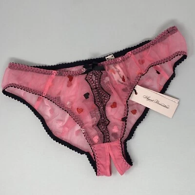 Agent Provocateur Conny Pink Black Heart Ouvert Brief AP4 Large NWT - Image 1 of 4