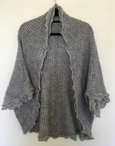 Anthropologie Moth Women's Gray Cocoon Cardigan Poncho Size M Wool Blend - Picture 1 of 11