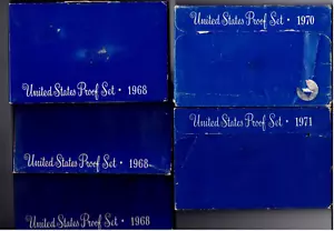 U.S. Mint Proof Set Lot of 5 in original packaging- 1968x3, 1970, 1971 - Picture 1 of 1