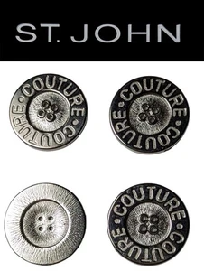 St John Knits (1.2 Inch) Silver Tone Couture 4 Hole Replacement Buttons  - Picture 1 of 1