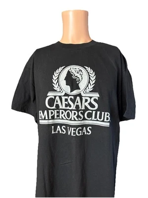 NWT Vintage 90’s Puff Print CAESARS Emperors Club Las Vegas Black Shirt Size L - Image 1 of 4