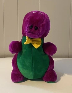 Purple & Green Dinosaur Yellow Bow Tie Stuffed Animal Plush 13" KNOCK OFF BARNEY - Picture 1 of 10