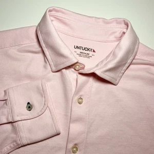 UNTUCKit Folonari Solid Pink Men's M Pique Cotton Long Sleeve Button Down Shirt - Picture 1 of 8