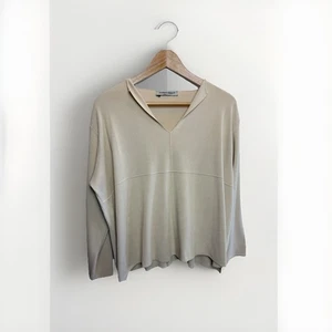 Top Marina Rinaldi beige taglia M UK 16/18 scollo a V manica lunga - Foto 1 di 15
