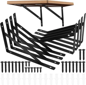 8 Pcs Heavy Duty Shelf Brackets, Floating Metal Shelf Brackets, Metal Wall Mount - Picture 1 of 12