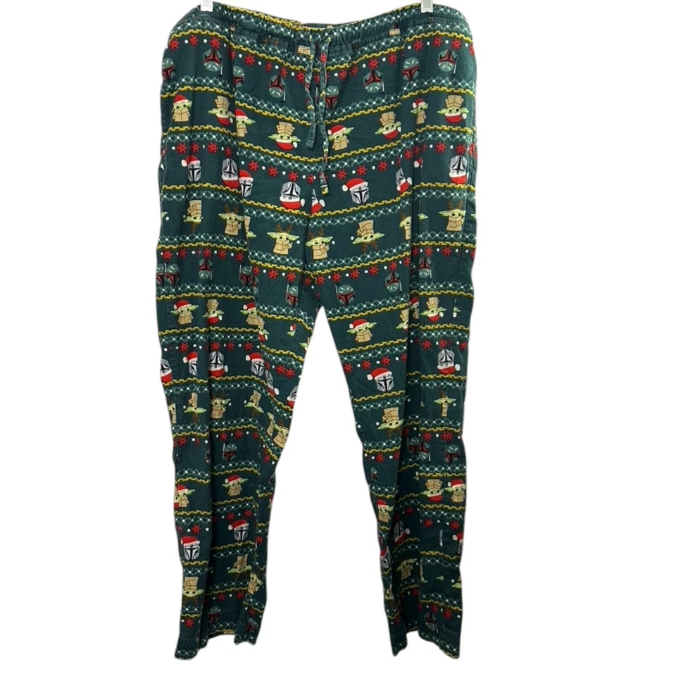 Hanna Andersson x Star Wars Green Christmas Baby Yoda Flannel Pajamas XXL - Image 1 of 4