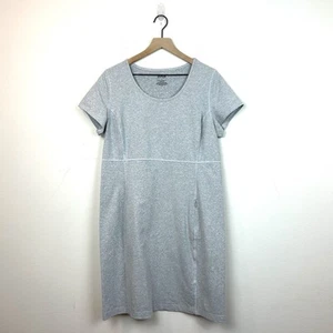 Duluth Trading Co graues Strickkleid Gr. L Reise Kurzarm Active Reißverschlusstasche - Bild 1 von 5