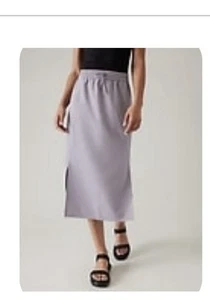 Athleta Stride Midi Skirt Womens Large Side Slits Drawstring Pockets Lilac - Picture 1 of 2