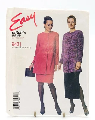 Pattern Misses Easy Unlined Jacket and Skirt Size 16-22 Stitch n Save 9431 - Image 1 of 2