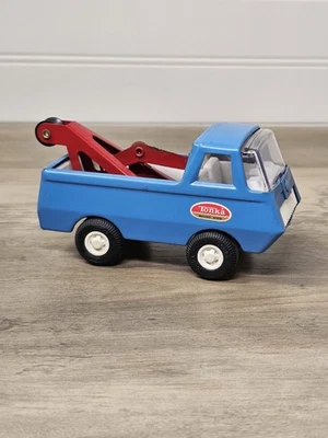Vintage 1970's Mini Toy Tonka Blue Pressed Steel Wrecker Tow Truck - Image 1 of 4
