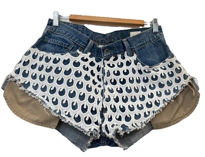 Levis Denim Shorts with Lace Overlay size large - Image 1 of 4