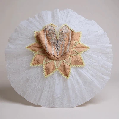Peach lace Ballet Tutu Professional Gold Applique Pancake Nutcracker Fairy - Image 1 of 4