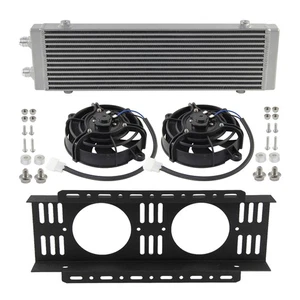 Bar & Plate Dual Pass Oil Cooler Core:18.5"x5.5"x1.58" w 5.5" Twin Cooling Fans - Picture 1 of 9