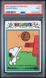 Rare 1991 Peanuts Preview Snoopy Basketball Charlie Brown #12 Iconic PSA 9 - Bild 1 von 2