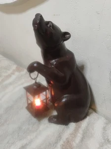 Metall Braunbär mit Teelicht Kerzenlaterne (neuwertig) 18 Zoll - Bild 1 von 8